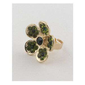 Flower rhinestone adjustable ring